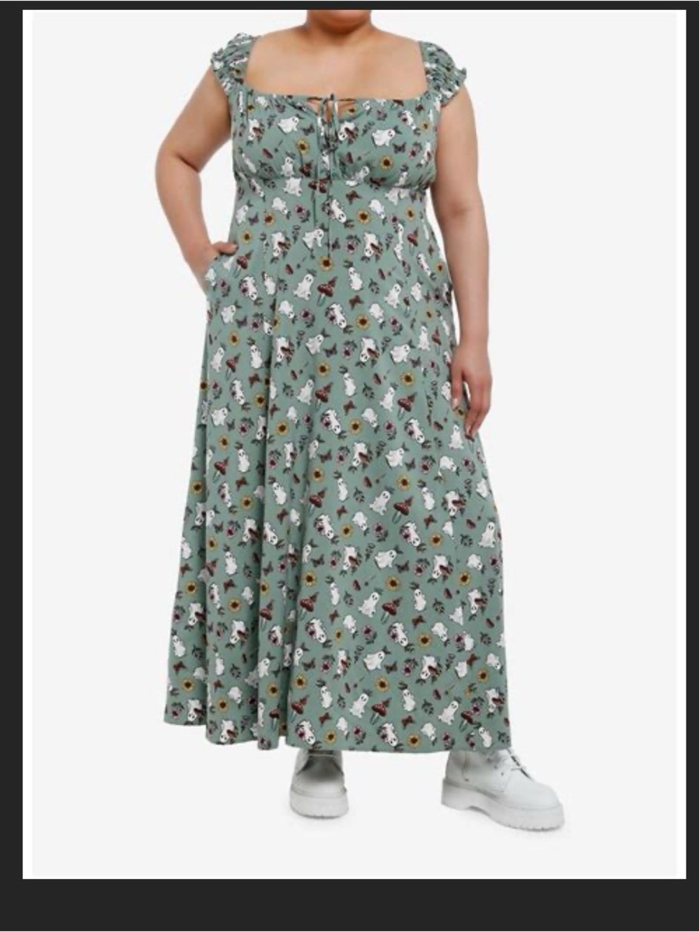 Hot Topic Sage Green Floral Maxi Dress